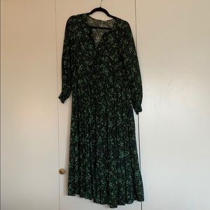 Black and Green floral flowy Zara dress